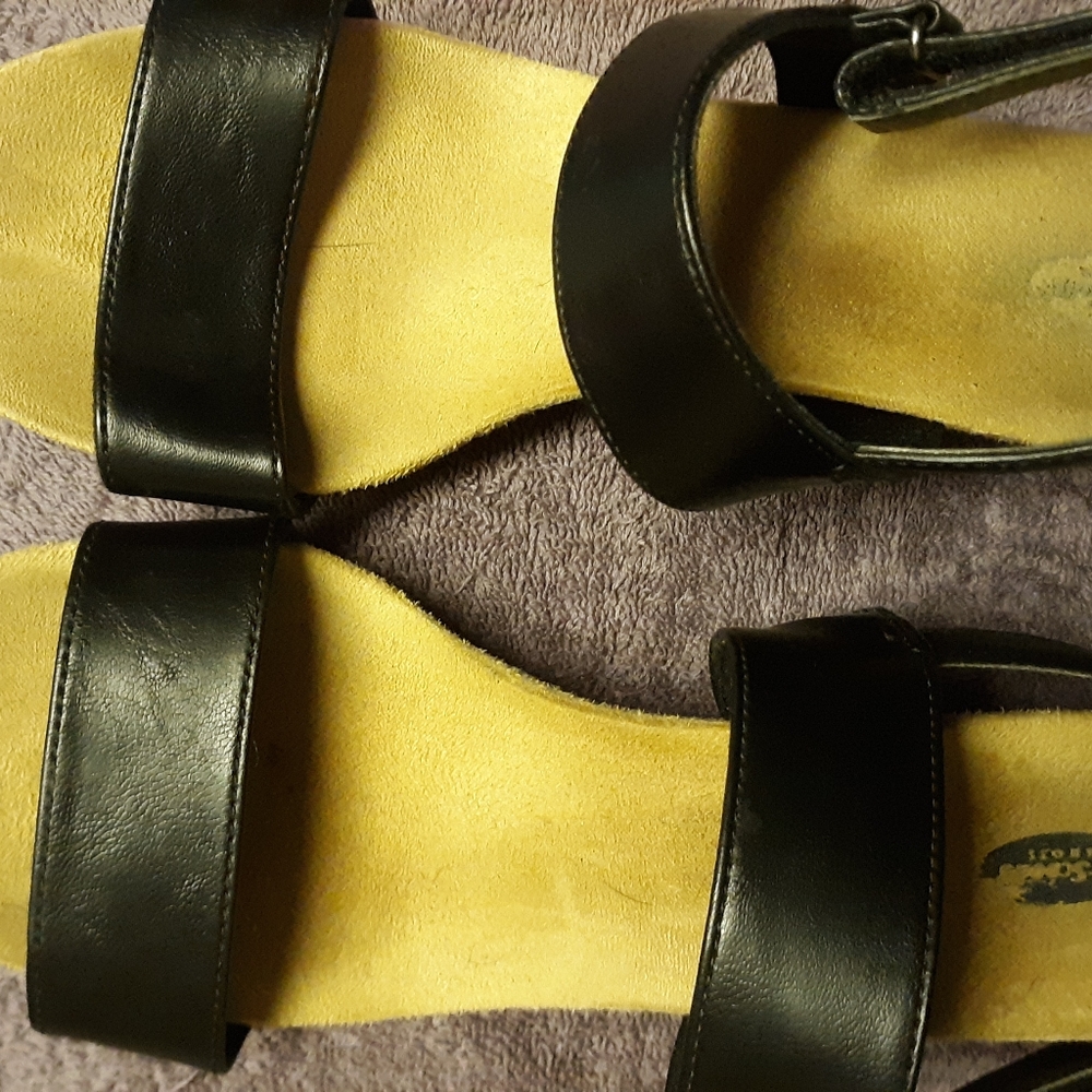 Black wedge strap heels